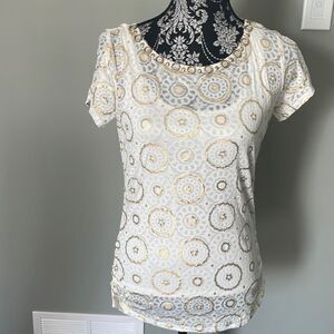 Ruby Rd. white/gold short sleeve top